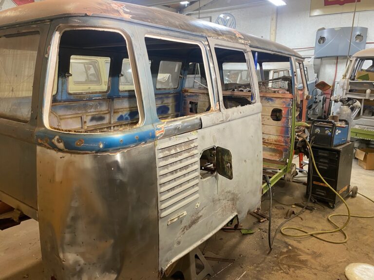 1960 15 window deluxe vw bus rust repair and metal work starts silver lining auto restoration