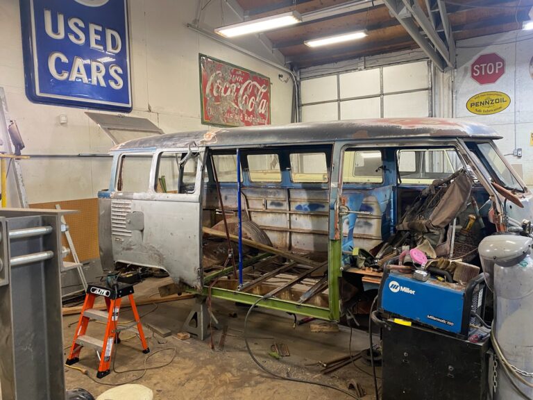 1960 15 window deluxe vw bus rust repair and metal work starts silver lining auto restoration