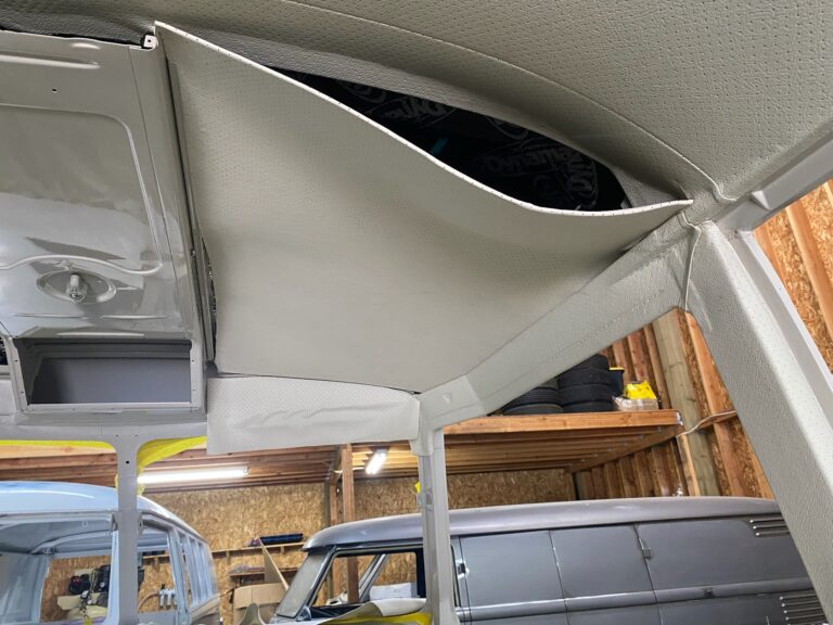 1966 vw microbus headliner interior silver lining auto restoration