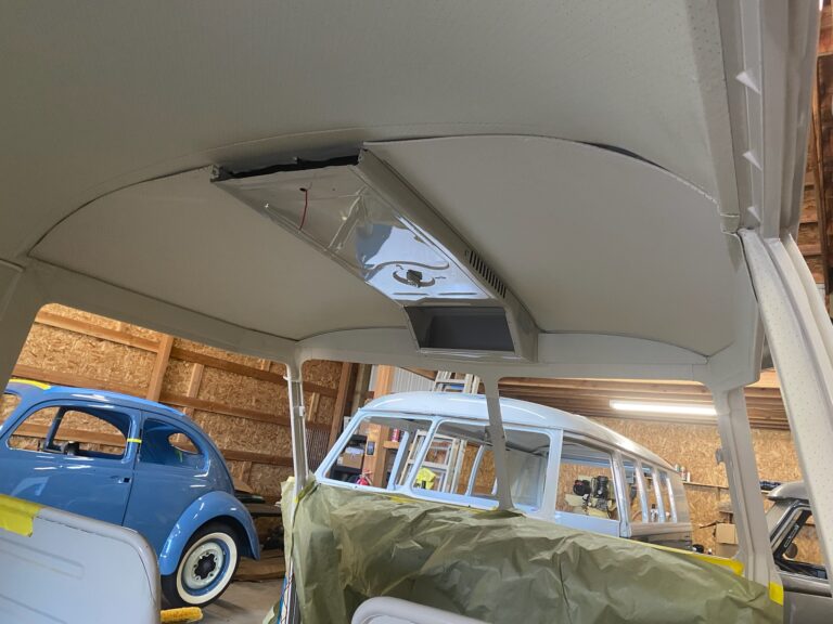 1966 vw microbus headliner interior silver lining auto restoration