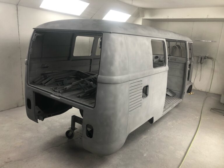 1966 vw microbus metal work process into primer silver lining auto restoration