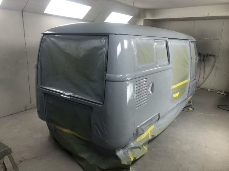 1966 vw microbus metal work process into primer silver lining auto restoration