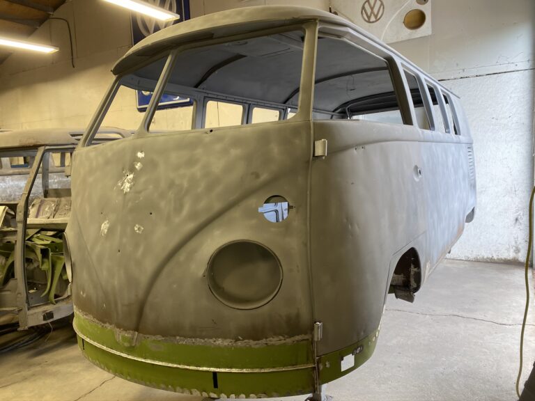 1966 vw microbus metal work process into primer silver lining auto restoration