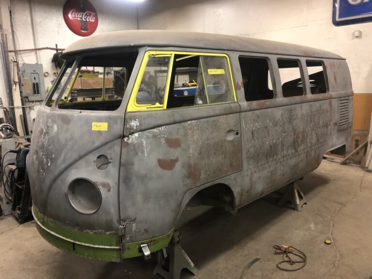 1966 vw microbus metal work process into primer silver lining auto restoration