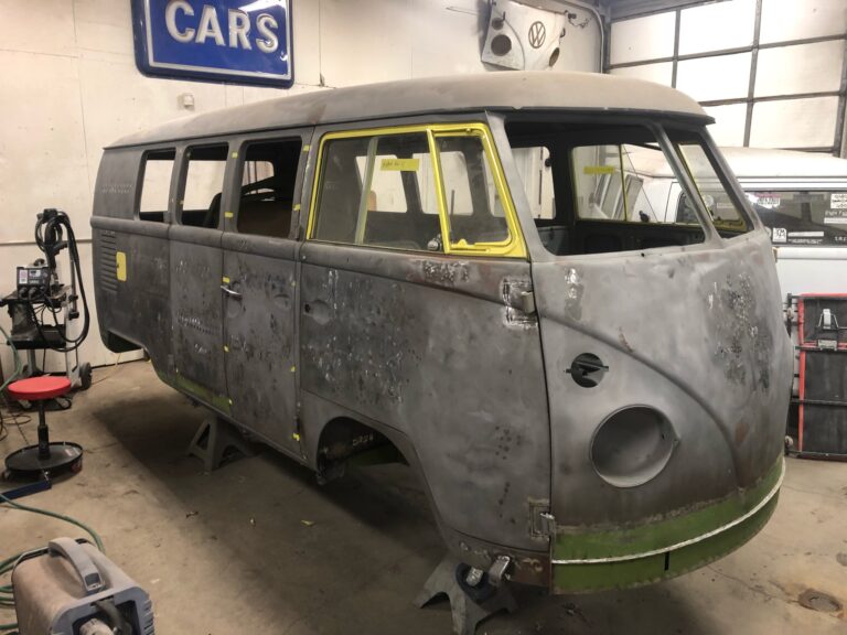 1966 vw microbus metal work process into primer silver lining auto restoration