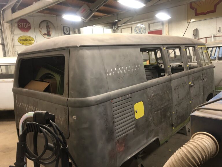 1966 vw microbus metal work process into primer silver lining auto restoration
