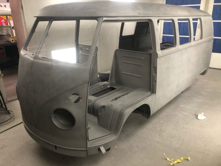 1966 vw microbus metal work process into primer silver lining auto restoration