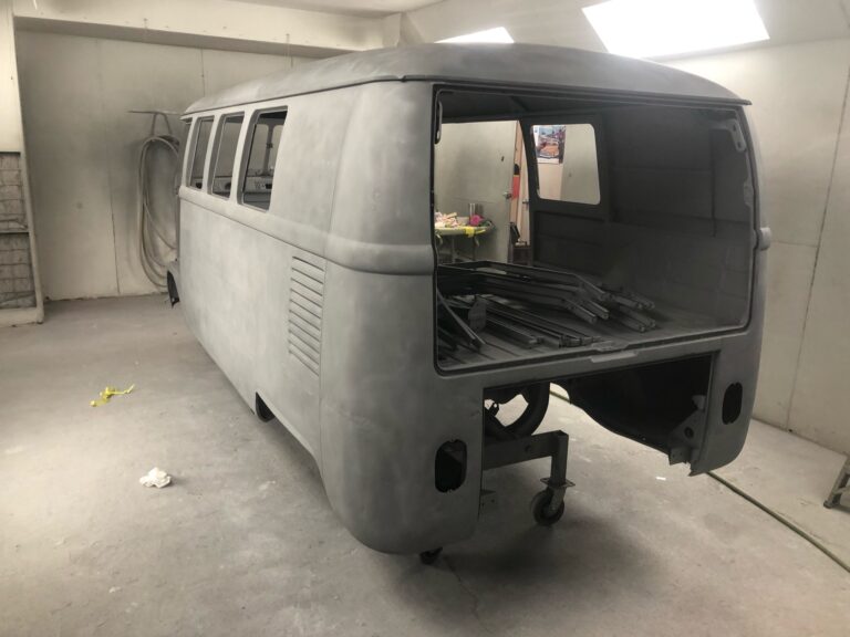 1966 vw microbus metal work process into primer silver lining auto restoration
