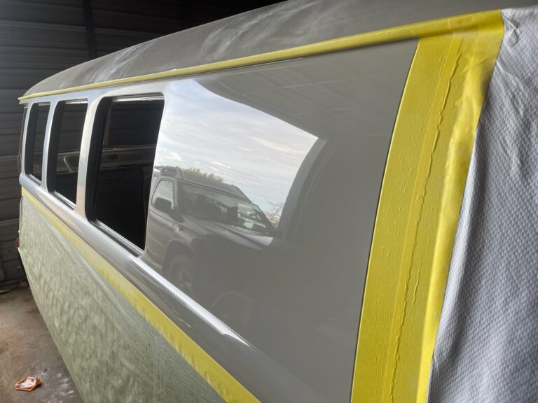 1966 micro bus cut and buff paint job silver lining auto restoration