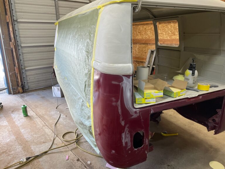 1966 micro bus cut and buff paint job silver lining auto restoration