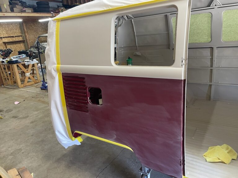 1966 micro bus cut and buff paint job silver lining auto restoration