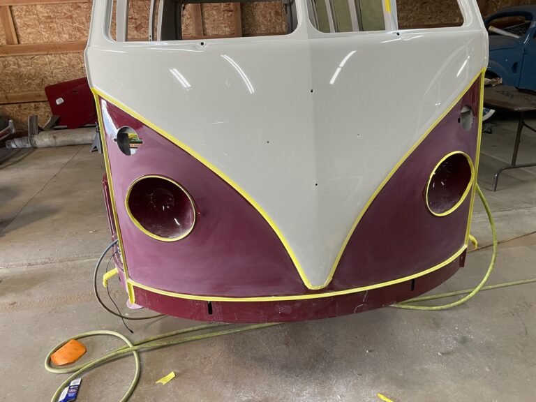 1966 micro bus cut and buff paint job silver lining auto restoration