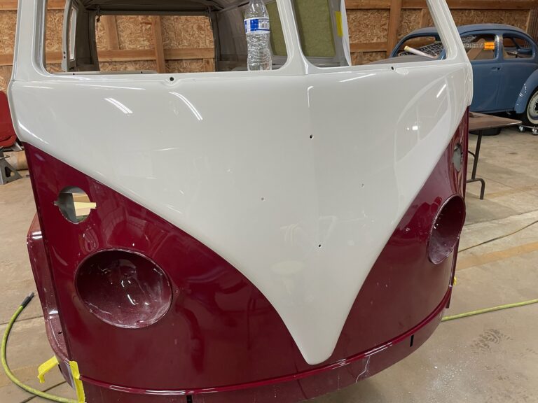 1966 micro bus cut and buff paint job silver lining auto restoration