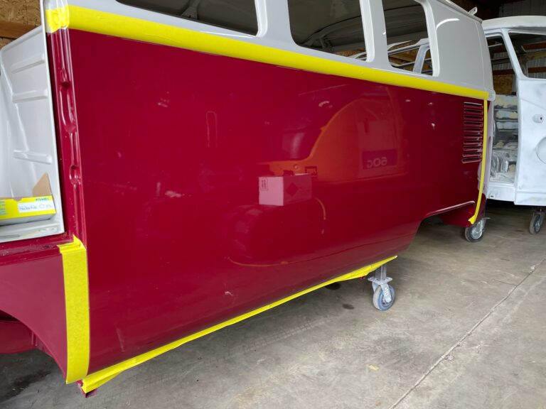 1966 micro bus cut and buff paint job silver lining auto restoration
