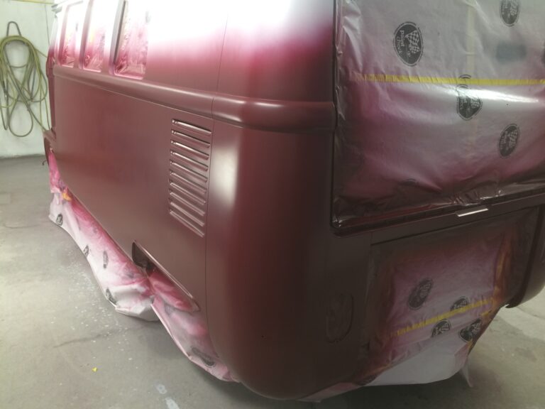 1966 vw microbus two tone paint job silver lining auto restoration