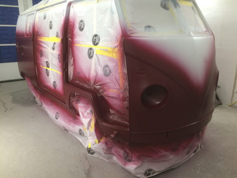 1966 vw microbus two tone paint job silver lining auto restoration