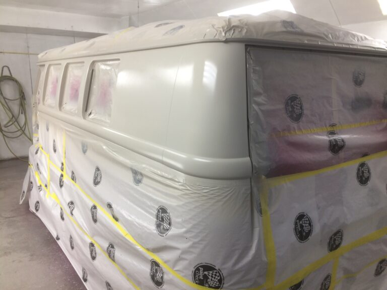 1966 vw microbus two tone paint job silver lining auto restoration