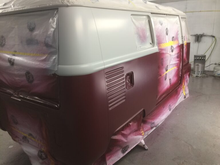 1966 vw microbus two tone paint job silver lining auto restoration