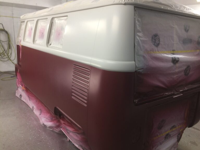 1966 vw microbus two tone paint job silver lining auto restoration