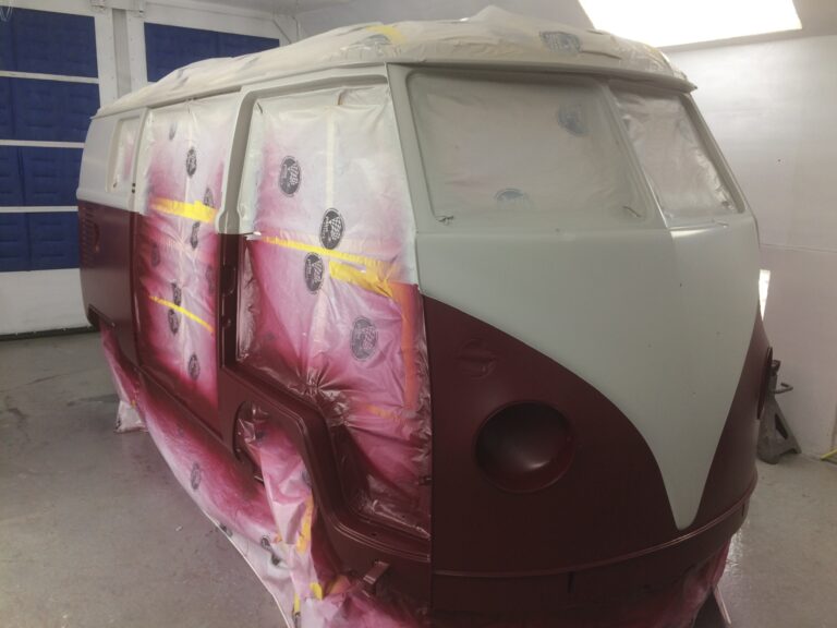 1966 vw microbus two tone paint job silver lining auto restoration