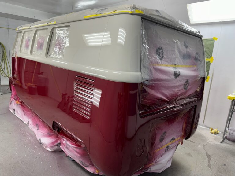 1966 vw microbus two tone paint job silver lining auto restoration
