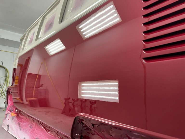 1966 vw microbus two tone paint job silver lining auto restoration