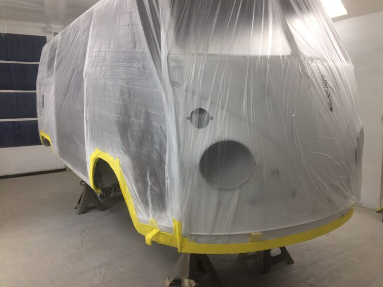 1966 vw microbus under body paint silver lining auto restoration