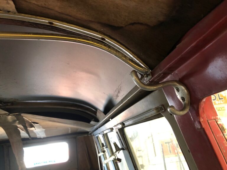 1959 sub hatch Westy camper bus arrival at shop silver lining auto restoration