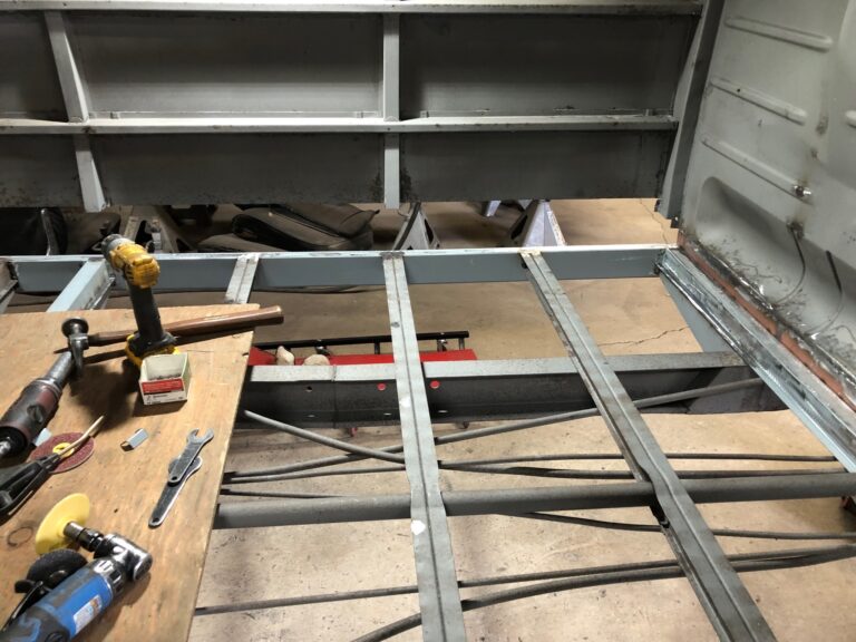 1959 sub hatch Westy camper bus rust repair starts silver lining auto restoration