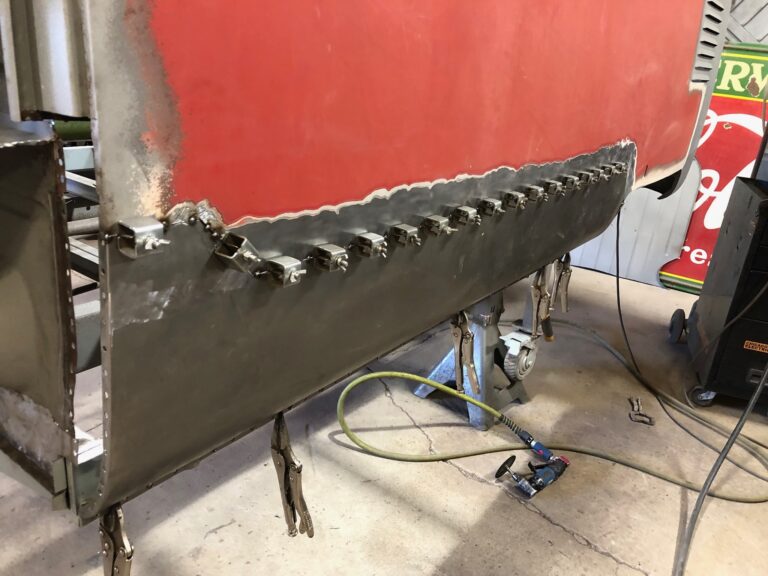 1959 sub hatch Westy camper bus rust repair starts silver lining auto restoration