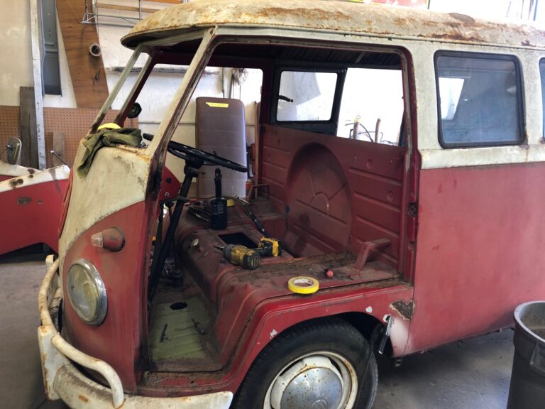 1959 sub hatch Westy camper bus tear down silver lining auto restoration