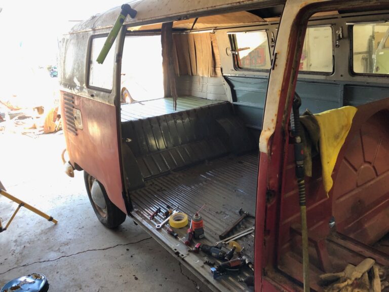 1959 sub hatch Westy camper bus tear down silver lining auto restoration