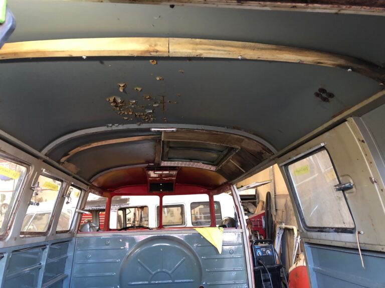 1959 sub hatch Westy camper bus tear down silver lining auto restoration