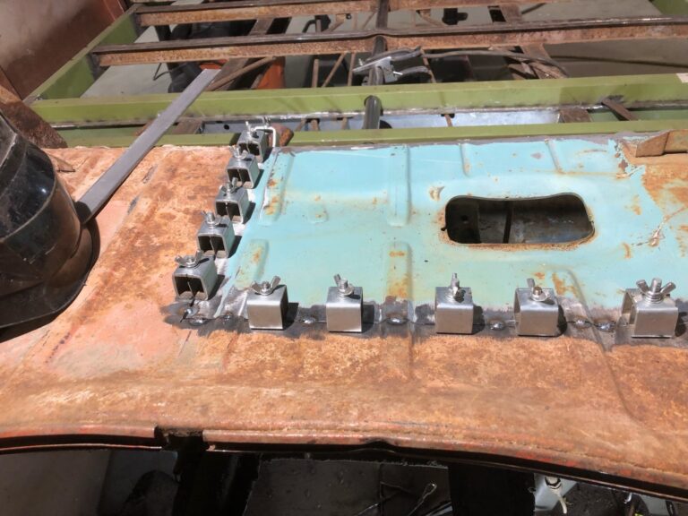 1960 15 window deluxe vw bus sub frame and rear panel repair silver lining auto restoration