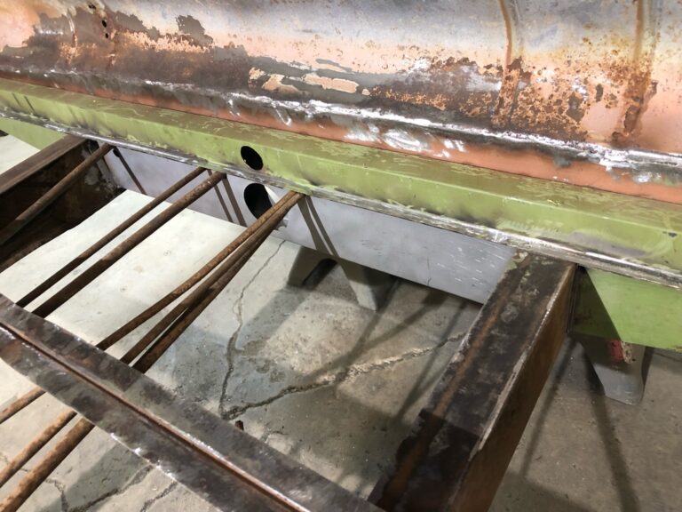 1960 15 window deluxe vw bus sub frame and rear panel repair silver lining auto restoration
