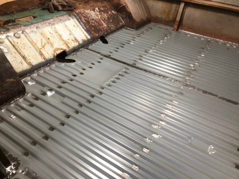 1960 15 window deluxe vw bus main floor replacement silver lining auto restoration
