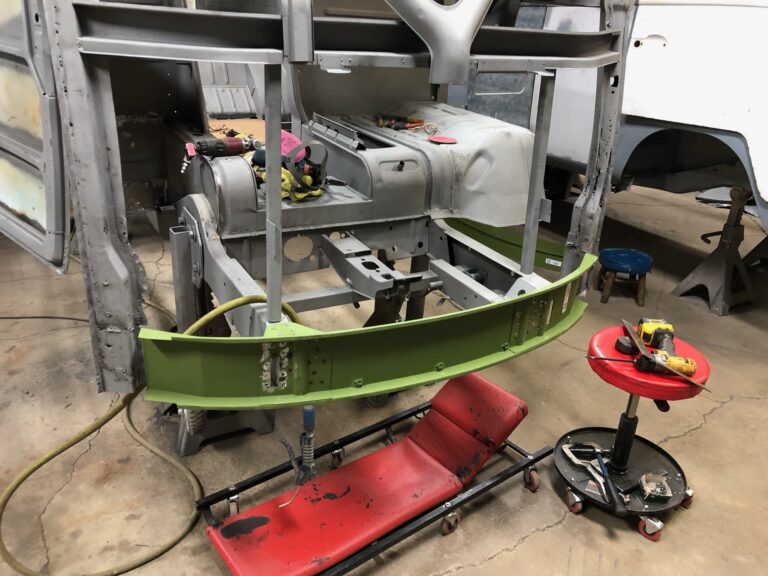 1963 23 window deluxe vw bus sub frame and metal repair silver lining auto restoration