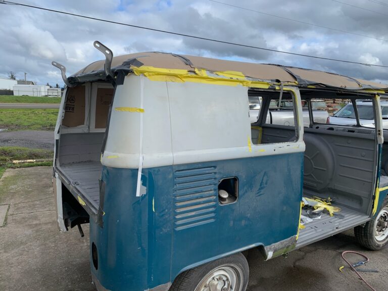 so-42 vw camper bus restoration media blast silver lining auto restoration
