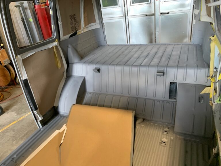 so-42 vw camper bus restoration media blast silver lining auto restoration