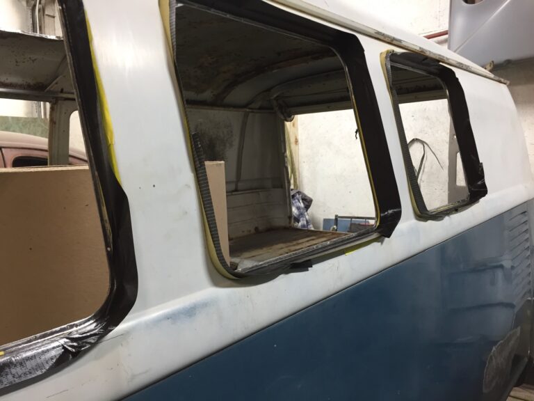 so-42 vw camper bus restoration misc rust repair and prep for media blast silver lining auto restoration