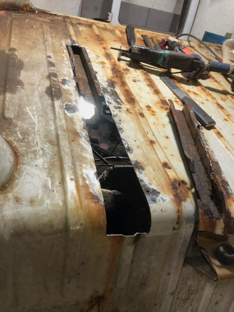 so-42 vw camper bus restoration cargo door rust repair silver lining auto restoration