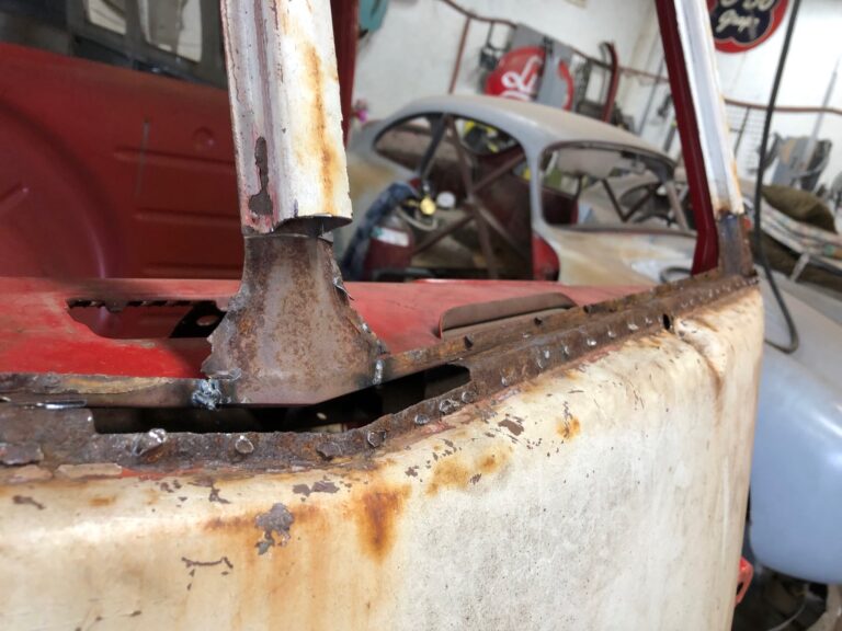1959 sub hatch Westy camper bus media blast silver lining auto restoration