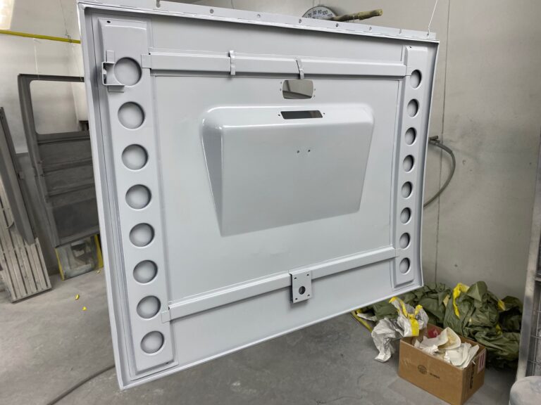 1954 barndoor 23 window deluxe bus body and components in primer silver lining auto restoration oregon