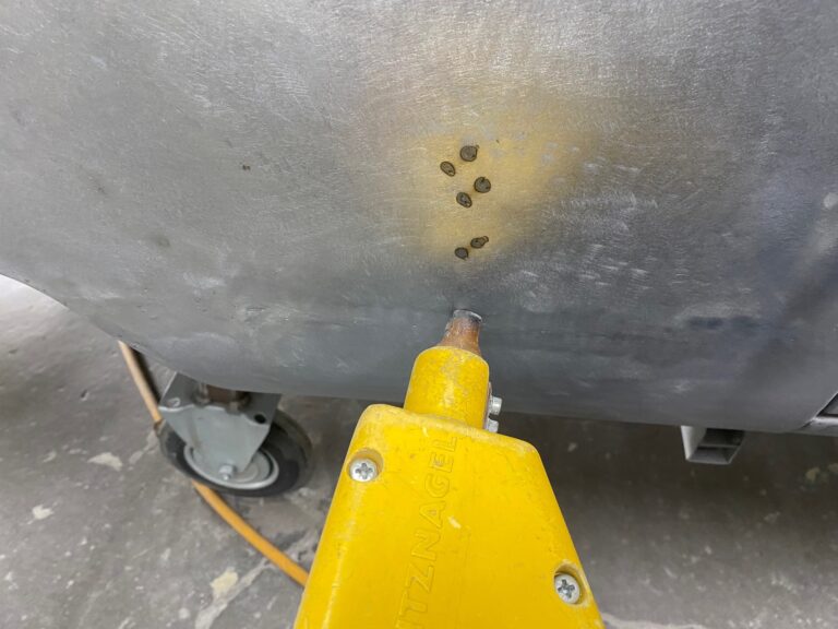 1954 barndoor 23 window deluxe vw bus final metal details before primer silver lining auto restoration oregon