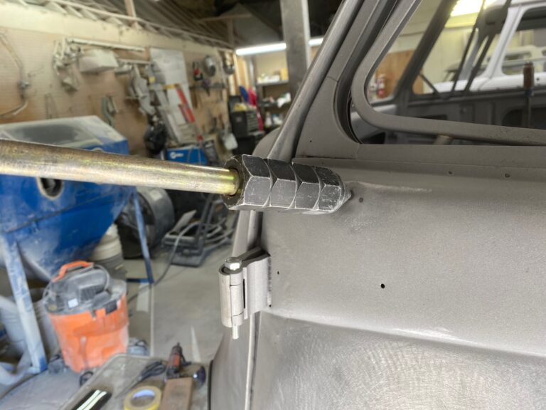 1954 barndoor 23 window deluxe vw bus final metal details before primer silver lining auto restoration oregon