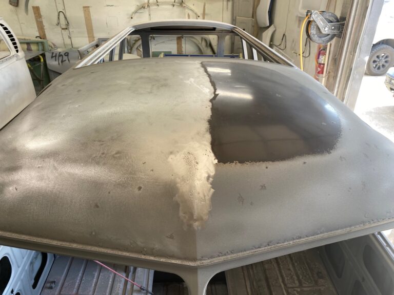 1954 barndoor 23 window deluxe vw bus final metal details before primer silver lining auto restoration oregon