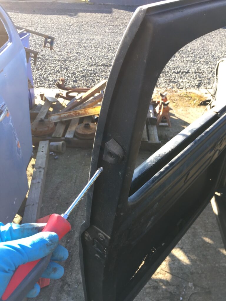 1955 std oval window vw beetle body tear down and media blast silver lining auto restoration