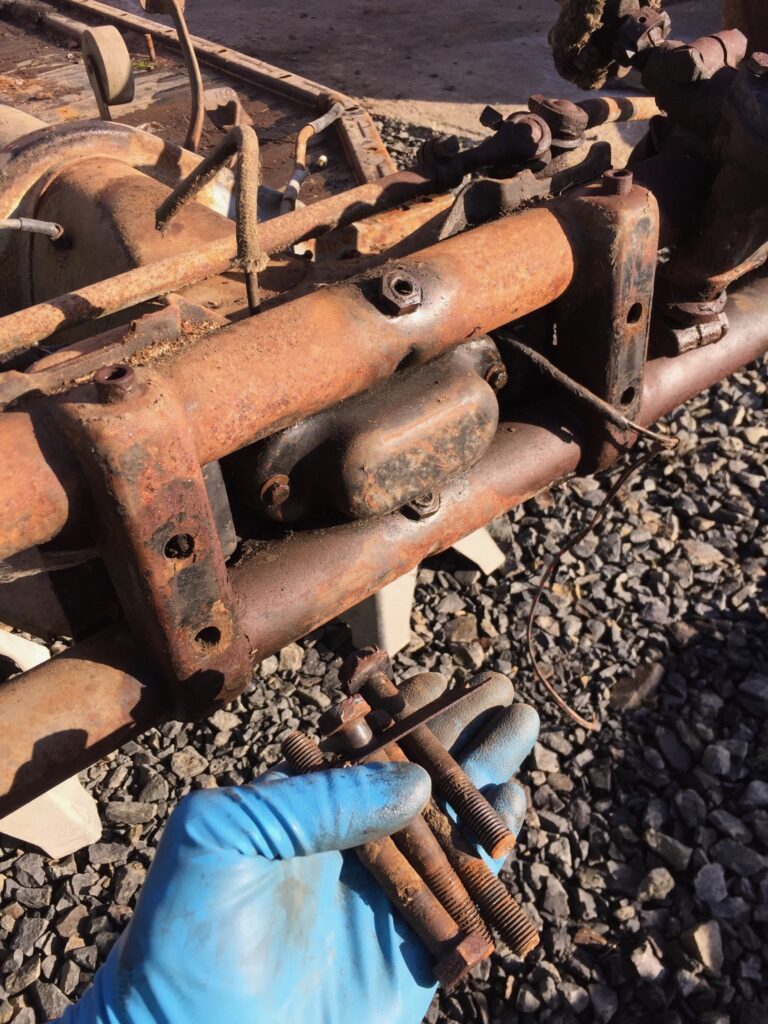 1955 std oval window beetle chassis pan tear down silver lining auto restoration