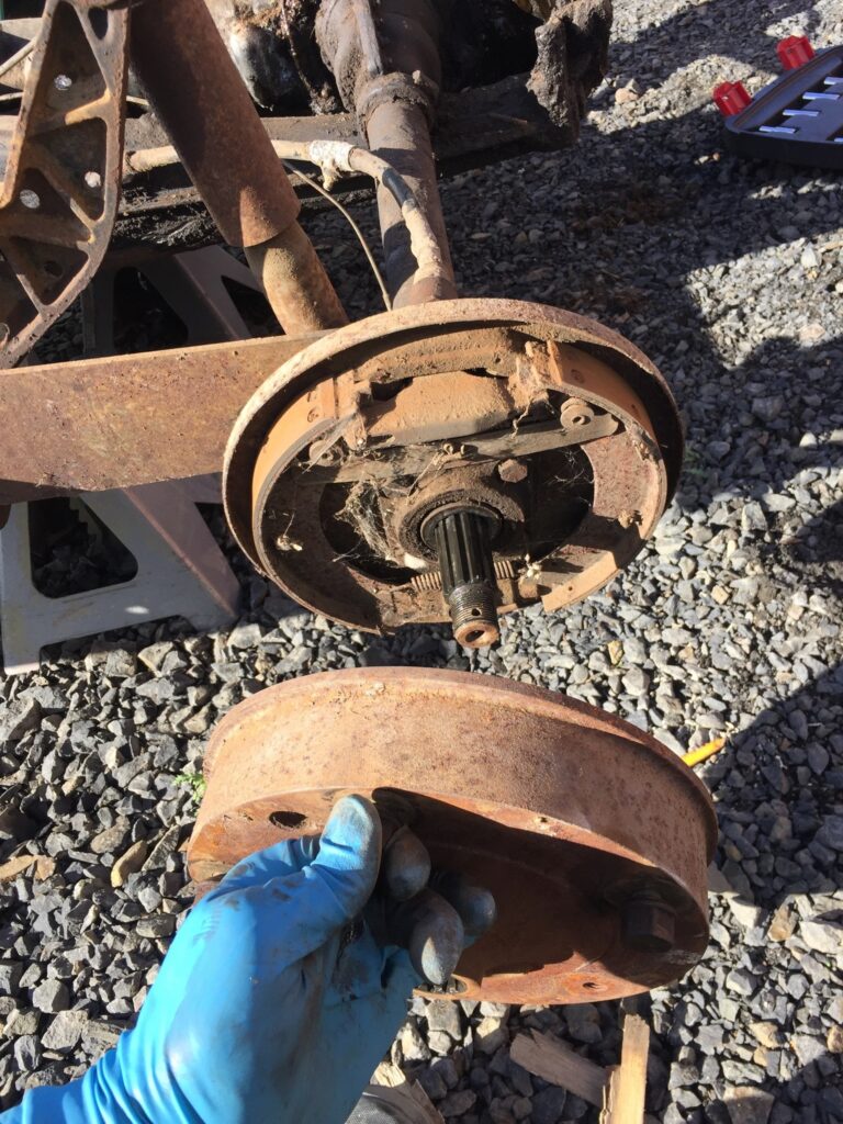 1955 std oval window beetle chassis pan tear down silver lining auto restoration