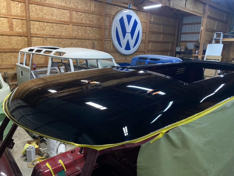 1959 vw panel bus components cut and buff paint silver lining auto restoration